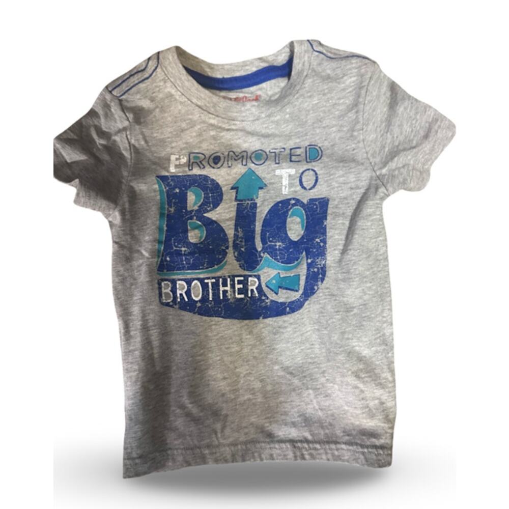 Cat & Jack  Shirt 2T Gray Blue “Promoted to Big Brother” Graphic Tee